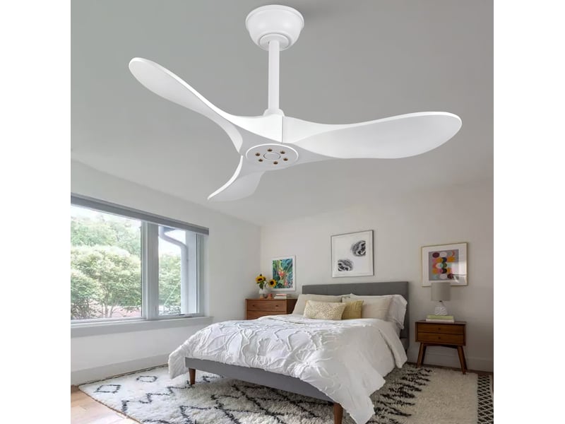  Ventilateur de plafond 90x90x26 cm réversible bois blanc sans éclairage  - Conforama B