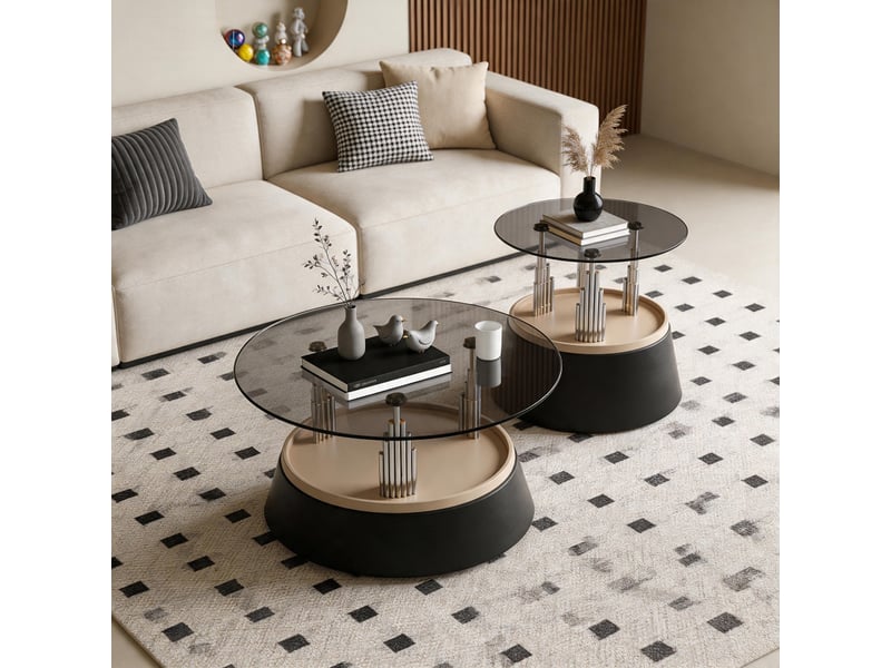  Table basse rectangulaire 70×48×60 cm, verre et métal, noir Fay Lum - Conforama D