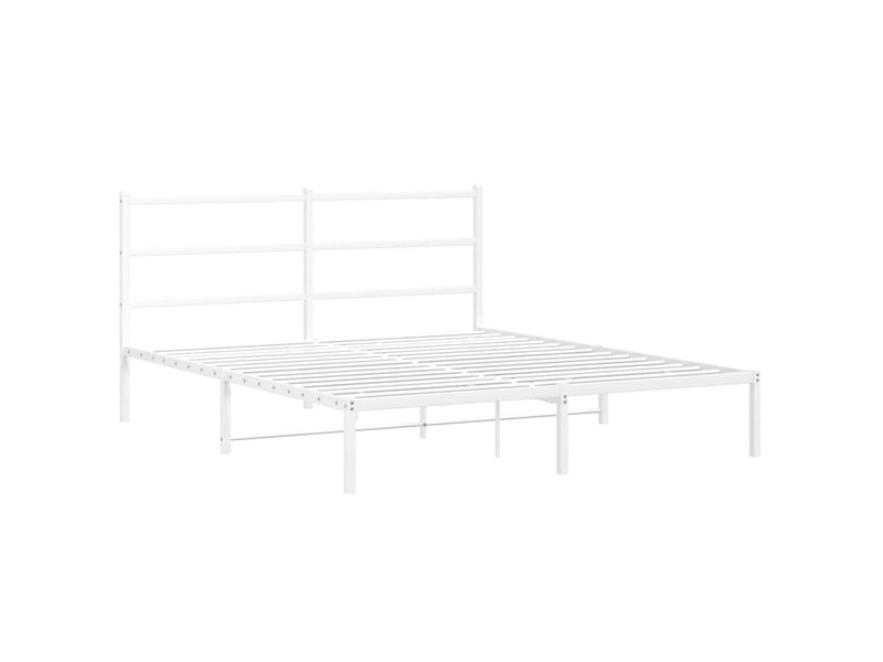  Lit double- lit adulte -  cadre de lit métal sans matelas et tête de lit blanc 150x200 cm  - Conforama B