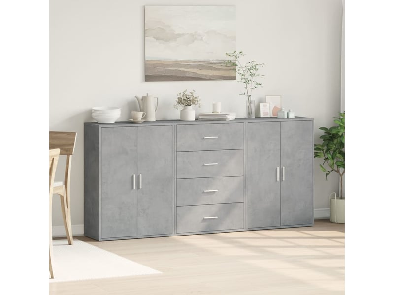  Buffets 3 pcs - bahut - meuble de rangement gris béton 60x31x84 cm bois d'ingénierie  - Conforama C