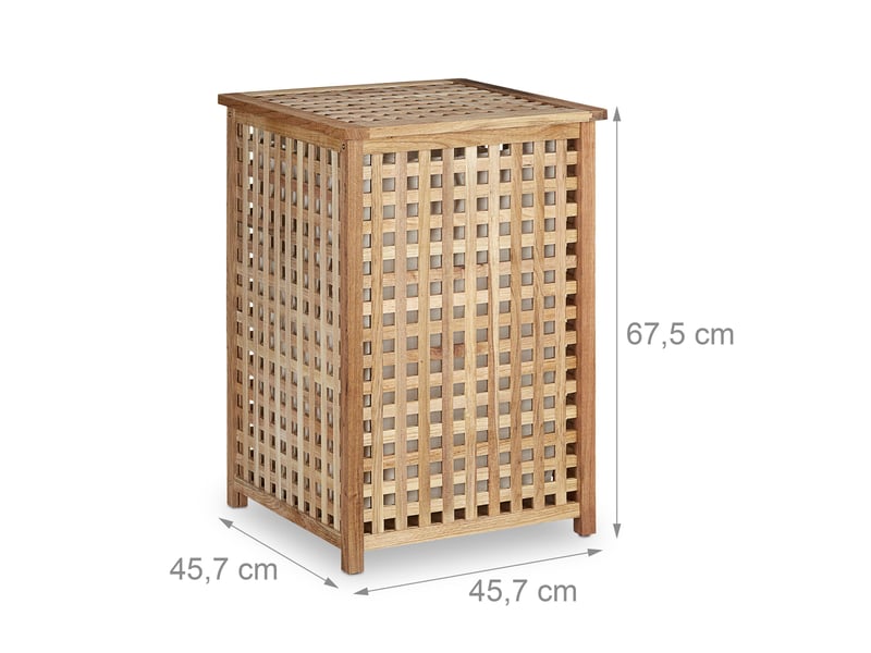  Panier à linge design moderne salle de bain 50 x 40 x 30 cm en bois de noyer 13_0003284  - Conforama B