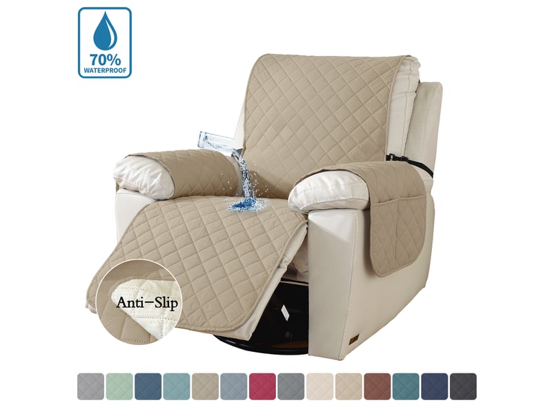  Housse imperméable pour fauteuil inclinable – protection de canapé résistante aux taches – lavable – pour fauteuil de massage une place – kaki  - Conforama A