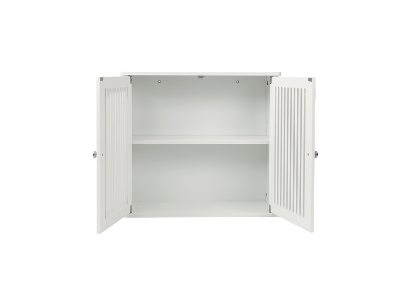  Armoire murale de salle de bain à 2 portes persiennées, rangement mural gain de place en mdf blanc pour salle de bain  - Conforama A