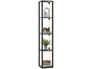 Lampadaire avec étagères 4 niveaux dimmable led variateur d'intensité interrupteur à pied pour salon chambre bureau noir