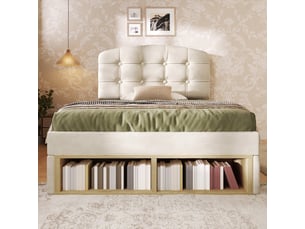 Lit simple 90x200 cm GUTENT coloris beige