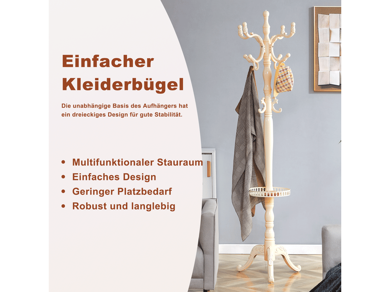  Portemanteau en bois massif blanc de 195 cm avec pieds antidérapants  - Conforama D