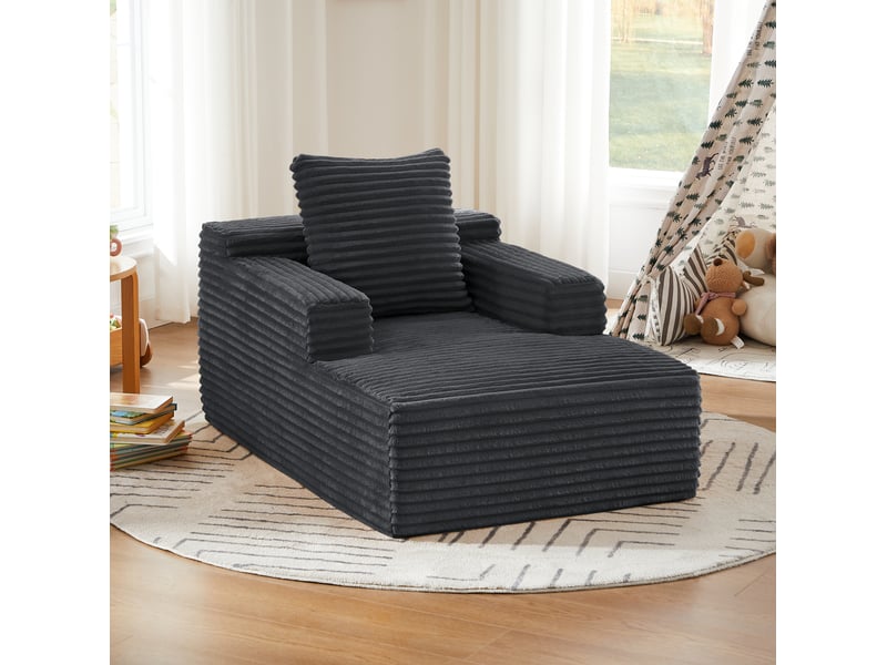  Méridienne 1 place 81x117x50 cm sans montage — gris foncé, design moderne, usage pratique, rangement pratique  - Conforama D