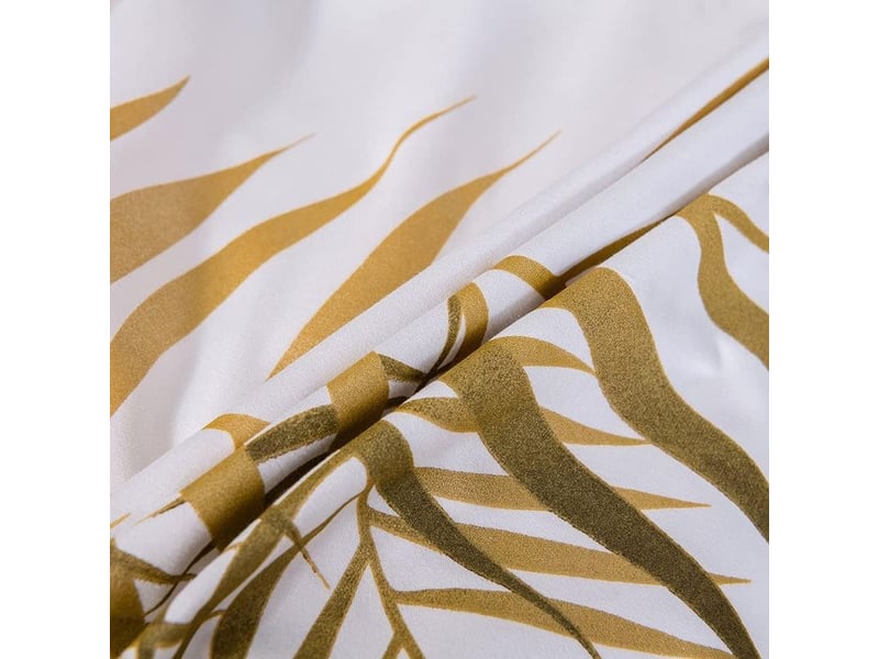  – housse de couette 220x240 cm motif feuilles de palmier or et blanc – parure de lit 3 pièces avec 2 taies d'oreiller 50x75 cm – fermeture éclair  - Conforama B