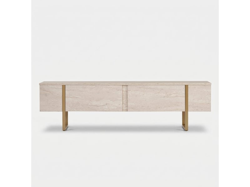  Télévision mobile sur pied avec portes 180 cm onera pieds dorés - beige  - Conforama E