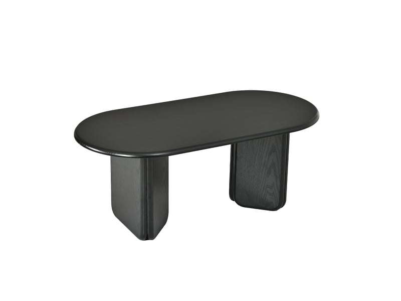  Table basse ovale,99x50x40 cm,style contemporain,mdf,noir effet bois  - Conforama D
