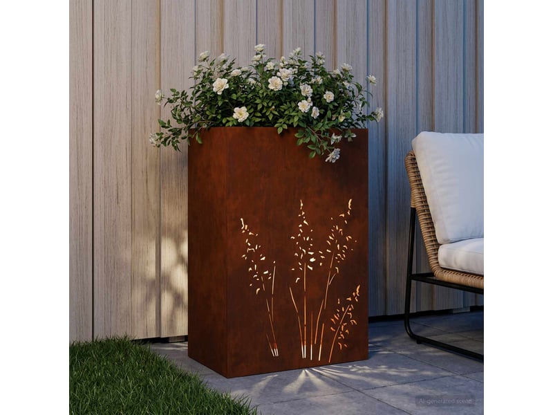  Jardinière - cache-pot de jardin rouillé 50 x 30 x 75 cm acier patiné  - Conforama C