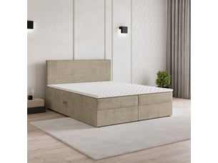 Lit avec rangement 160x200 cm <strong>MASSENO</strong>  <strong></strong> coloris beige