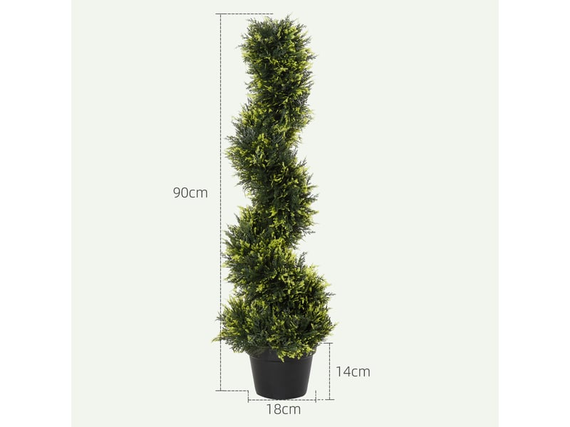  Plante artificielle en spirale, cèdre spiralé avec pot, 90 cm, cèdre artificiel pour décoration intérieure et extérieure, vert  - Conforama E