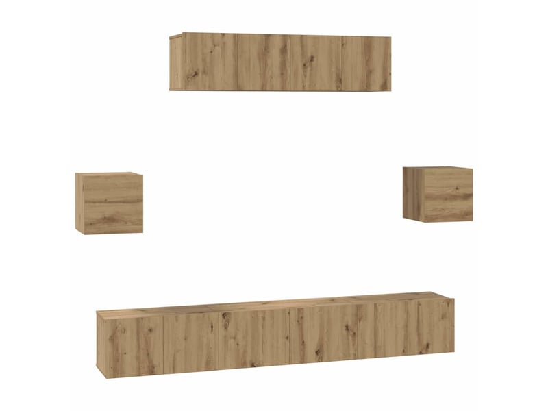  Ensemble meuble tv - banc tv - meuble de rangement 7 pcs chêne artisanal bois d'ingénierie  - Conforama A