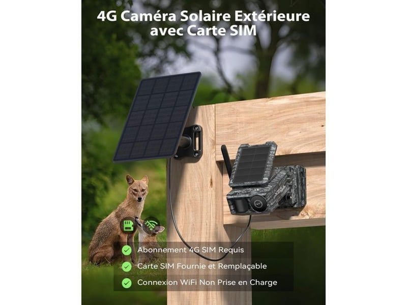 Caméra de surveillance extérieure solaire 4g 5mp zoom optique x30 ip66 rotation 200° - Conforama B