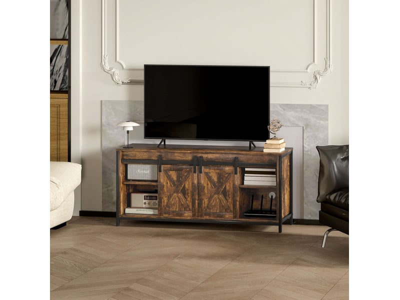  Meuble tv 120 x 40 x 54 cm pour écran jusqu’à 60 pouces, 6 compartiments marron  - Conforama B