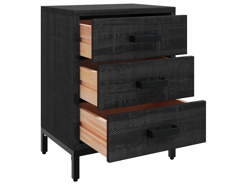  Lot de 2 tables de chevet - cabinet de chevet - table de nuit noir 40x30x55 cm bois de pin massif  - Conforama C