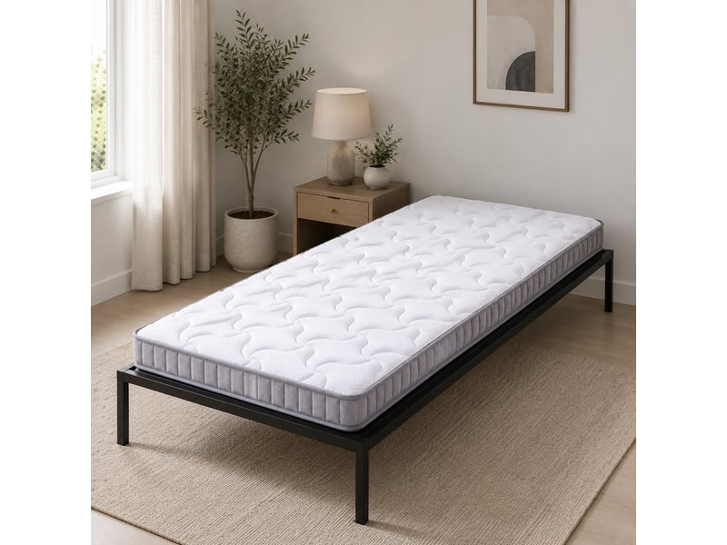 Matelas 90x200x10 cm en mousse et ressorts ensachés 7 zones blanc chicfurn - Conforama E