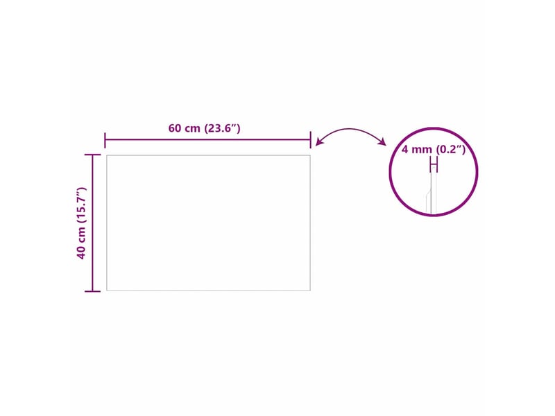 Miroir mural rectangulaire 60 x 40 cm verre trempé cf62869 - Conforama E