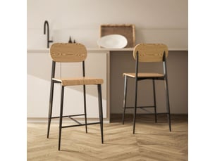 tabouret de bar <strong>STILVORA</strong> - naturel hauteur d'assise 66 cm vendu Par paire