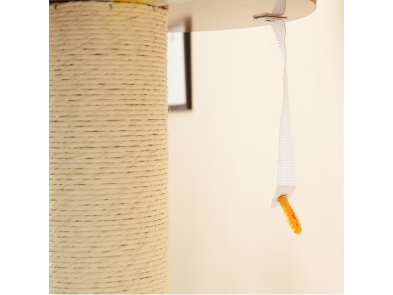  135 cm en mdf avec coussins amovibles, niche et fixation anti-basculement marron et blanc chicfurn  - Conforama E