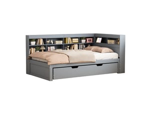 Lit simple 90x190/200 cm MEUBLIV coloris gris