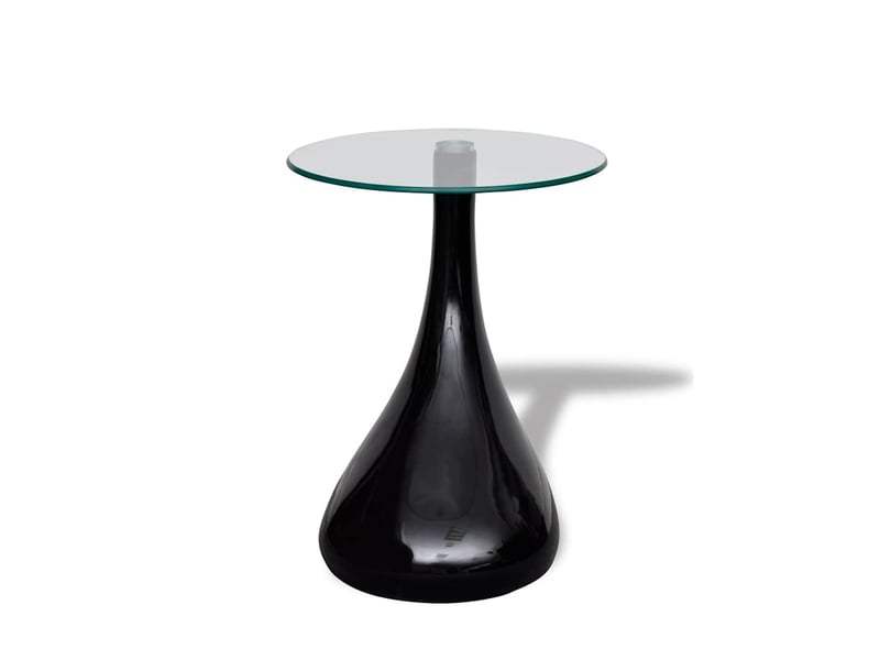  Table basse | table d'appoint salon avec dessus de table en verre rond noir brillant  - Conforama D