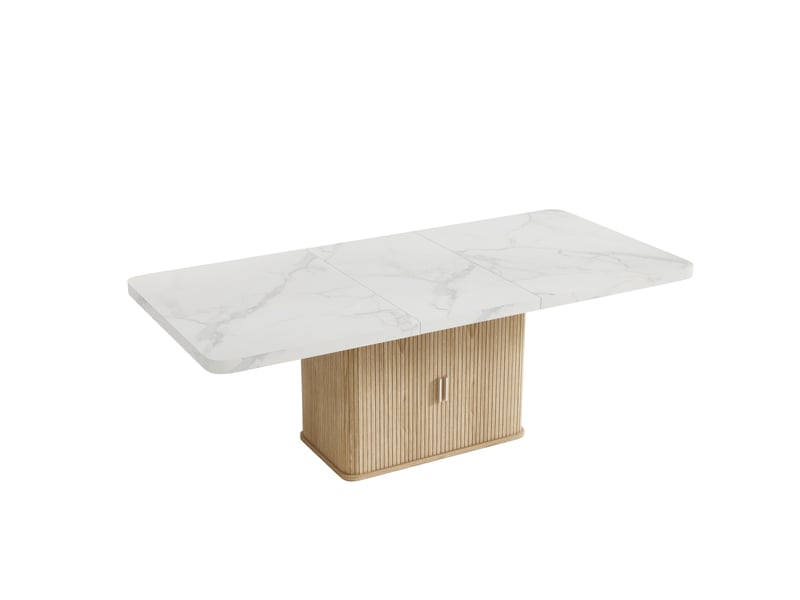  Table à manger extensible 150200 x 90 cm pour 6-8 personnes effet marbre blanc  - Conforama R