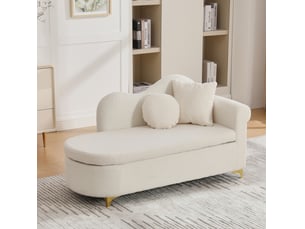 Canapé droit fixe <strong>MAISENTIEL</strong> <strong></strong> 1 place Tissu bouclette beige avec coffre de rangement