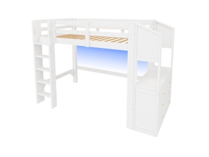 Lit mezzanine 90x200 cm <strong>MODENVIE</strong> <strong></strong> coloris blanc
