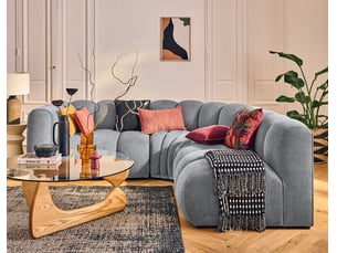 Debbie - canapé modulable d'angle droit 4 places avec accoudoir en tissu texturé - lisa design - gris