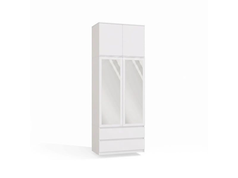 Malwa ss-90l - armoire avec miroir et rehausse - 2 portes, 2 tiroirs - 90x240x50 cm - BLANC  - Conforama A