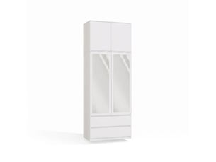 Malwa ss-90l - armoire avec miroir et rehausse - 2 portes, 2 tiroirs - 90x240x50 cm - BLANC