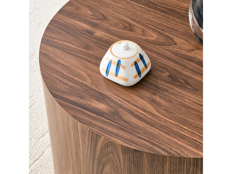  Lot de 2 tables basses gigognes rondes avec rangement, couvercle amovible, mdf aspect bois, ø 62,8 cm  - Conforama W