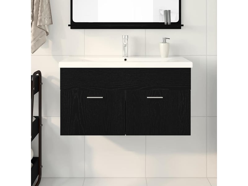 Armoire de salle de bain, cabinet de salle de bain chêne noir 90 x 38,5 x 46 cm cf65073 - Conforama D
