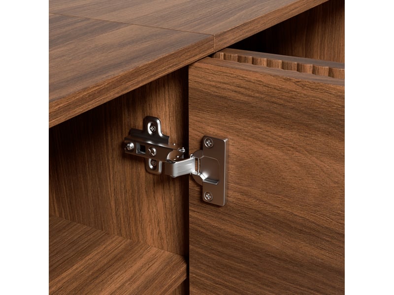  Meuble tv avec 4 portes, rangement spacieux et poignées en métal, finition noyer, pour salon, 180 × 35 × 50 cm  - Conforama E