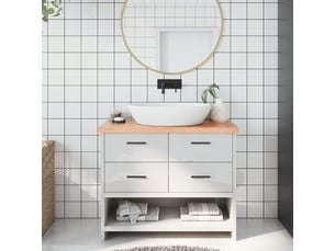 Comptoir de salle de bain, plan de travail marron 100x30x(2-4) cm bois traité cf65780
