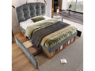 Lit simple 90x200 cm <strong></strong>  <strong>CozyNest</strong> coloris gris