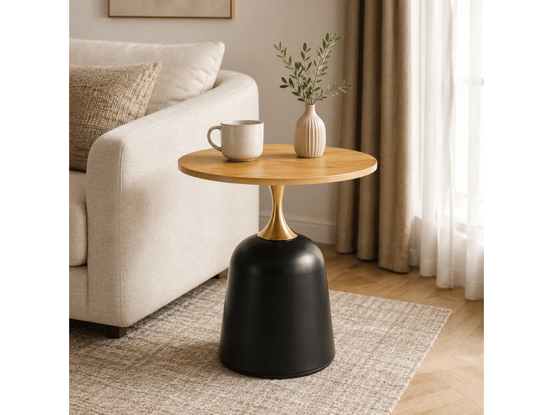  Table basse ronde avec piètement stable, style nordique, en mélamine effet bois, ø 60 cm  - Conforama C