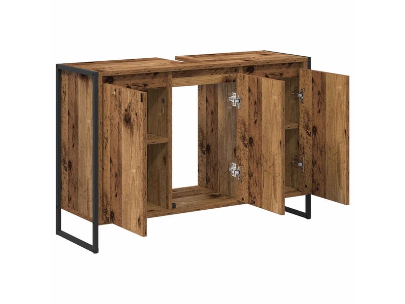  Cabinet de salle de bain, meuble de rangement bois ancien 90x30x60 cm  - Conforama E