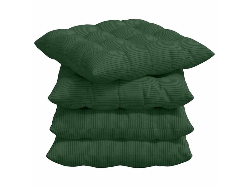  Lot de 4 coussins de siège, coussins décoratifs tissu en velours côtelé vert foncé cf59997  - Conforama A
