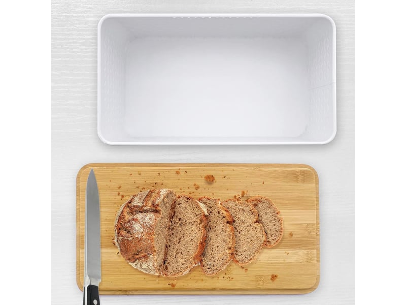 Boîte à pain avec couvercle en bambou – 33,2x19x13 cm - Conforama E