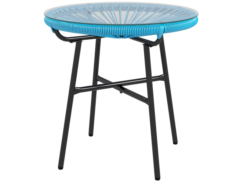  Table basse de jardin ronde métal bleu 50x50x50cm  - Conforama A