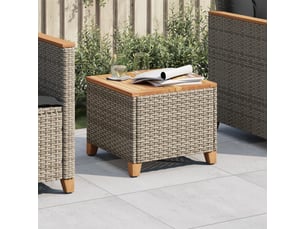 Table à manger de jardin | table d'extérieur gris 45x45x37 cm résine tressée et bois acacia