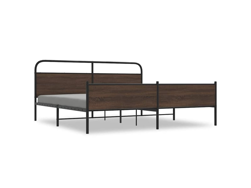  Lit double- lit adulte -  cadre de lit en métal sans matelas chêne marron 200x200 cm  - Conforama A