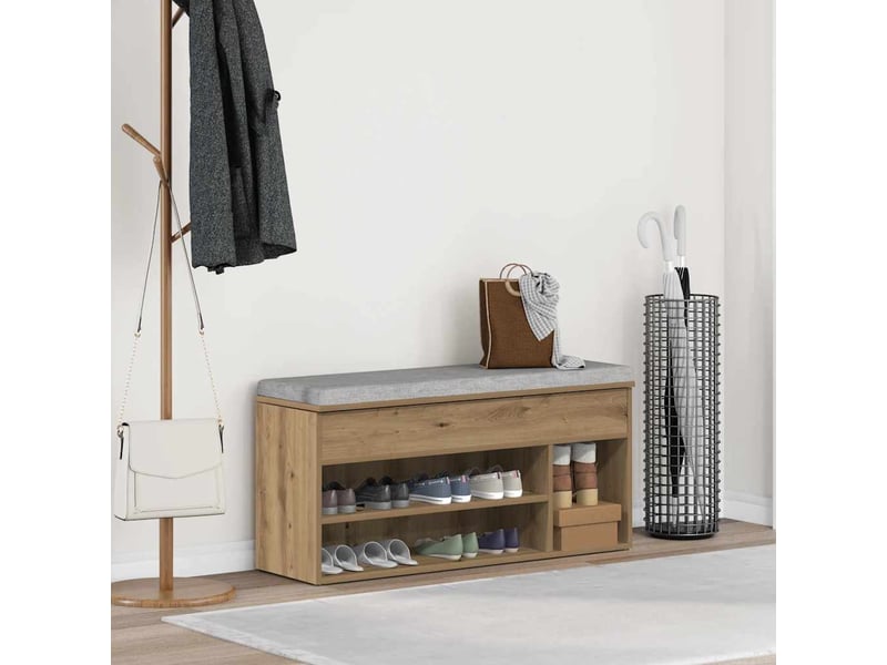  Banc à chaussures, meuble à chaussures chêne artisanal 102x30,5x45cm bois ingénierie  - Conforama C