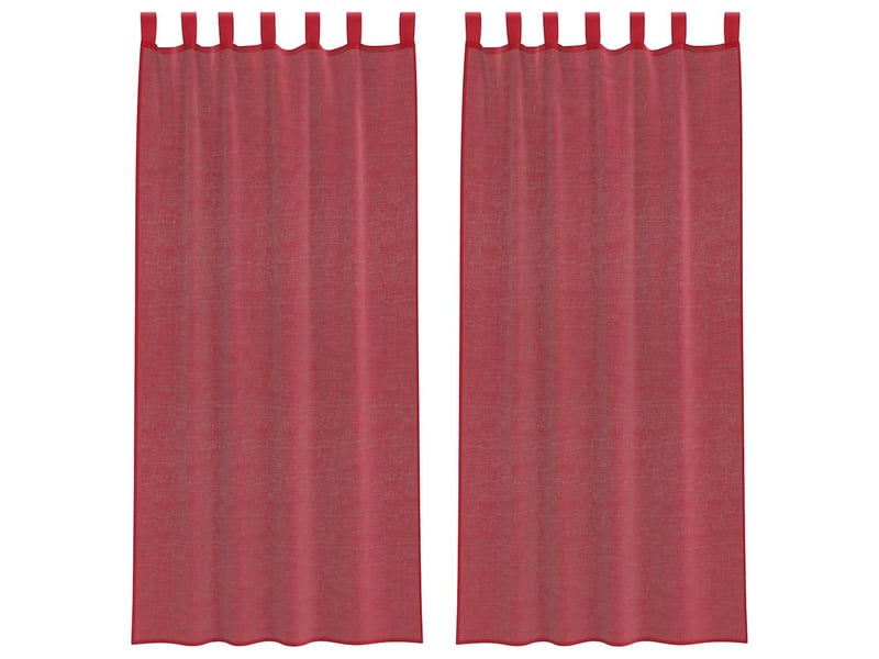 Lot de 2 rideaux en voile, voilages avec passe-tringles rouge bordeaux cf44487  - Conforama A
