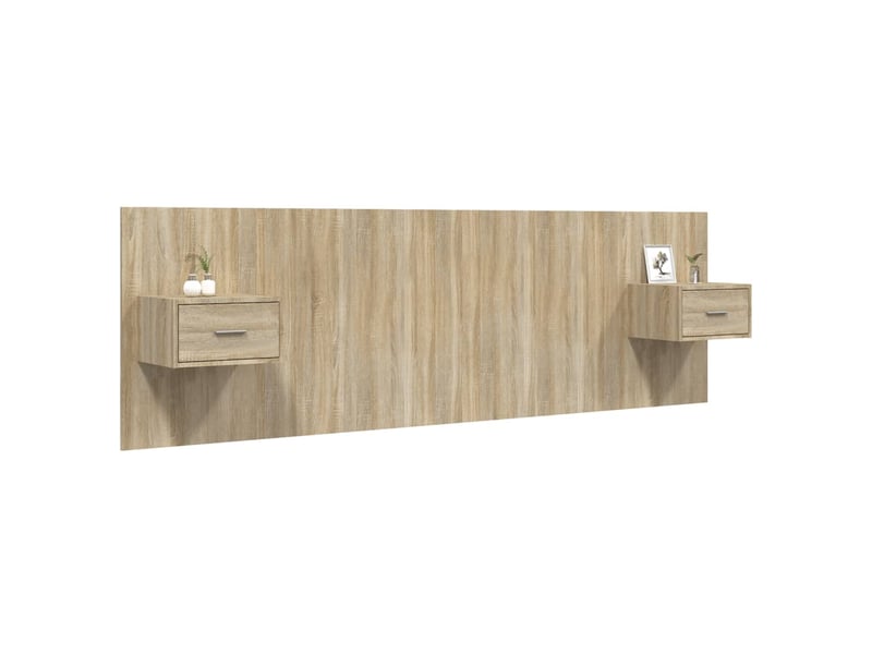  Tête de lit - armoire de tête de lit - avec chevets chêne sonoma bois d'ingénierie fr10676  - Conforama C