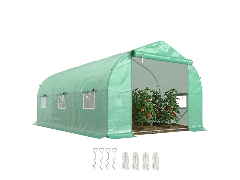  Serre tunnel de 4,5 x 3 x 2 m avec toit incliné en pe et tubes d'acier vert foncé  - Conforama A