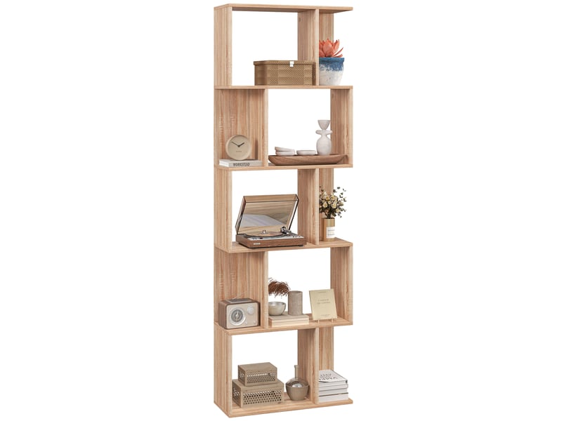  Bibliothèque en bois à 5 étagères avec séparateur, 60 x 24 x 184,5 cm, couleur bois  - Conforama A